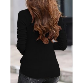 Plus Size - Plus Size - Women'S Plus Size Casual High Neck Long Sleeve Top Set - 3pcs, Solid Color, Medium Stretch, Vacation Style, Fall/Winter Collection, Casual Attire|Vacation Style|Stretchy Fabric