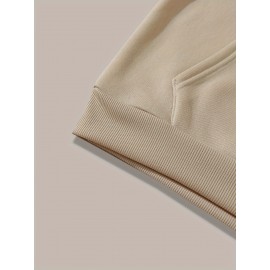 Plus Size Cozy Chic Letter Print Drawstring Hoodie - Soft Warm Fleece Lined Long Sleeve Sweatshirt with Relaxed Fit for Fall & Winter - Women's Comfortable Casual Wear for Everyday