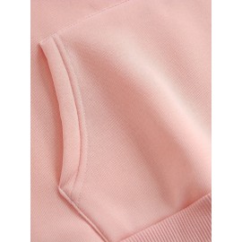 Women'S Casual Hoodie with Alphabet Print, Polyester 100% Knit Fabric, Slight Stretch, Fall/Winter Pullover with Pocket Detail, 220g/m² Weight