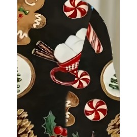 [Christmas Women's Jacket] Christmas Women's Polyester Zip-Up Jacket | Long Sleeve Round Neck Casual Coat, Festive Holiday Motifs, Relaxed Fit, Nonstretch Fabric, Durable Material, Hand Wash Only