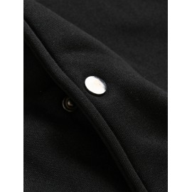 [Jesus Letter Print Coat] Women's Jesus Letter Print Coat - Black & White Color Block Jacket, Machine Washable Winter Outerwear for Church, Everyday & Special Events - Faith-Based Women's Clothing, Casual Cold Gear, Sleek Fabric Finish