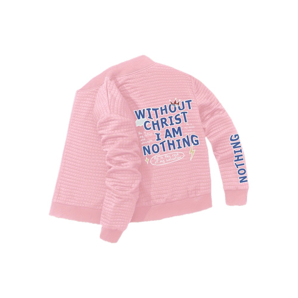 Women's Jacket - Christian Faith Statement Outerwear, Zip-Up Baseball Collar Coat, Machine Washable Polyester Jacket for Everyday & Special Occasions, Versatile Layering, Bold Print Design, Quality Stitching, Stylish Coat, Trendy Women