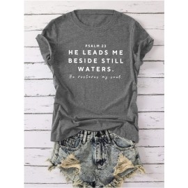 Women's Turquoise Christian Faith T-Shirt with Psalm 23 