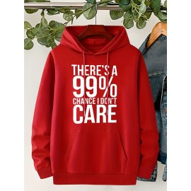 Plus Size Cozy Chic Letter Print Drawstring Hoodie - Soft Warm Fleece Lined Long Sleeve Sweatshirt with Relaxed Fit for Fall & Winter - Women's Comfortable Casual Wear for Everyday