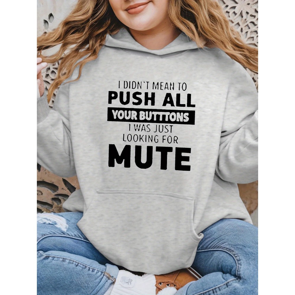 [Plus Size Sweatshirt] Plus Size Women's Casual Sweatshirt | Autumn and Winter Long-Sleeved Pullover with Pockets | Mute S Printed Round Neck