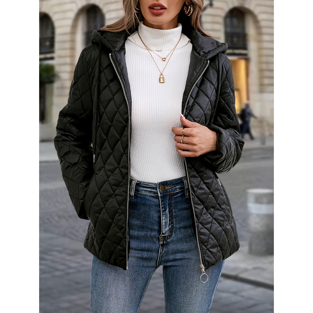 Women's Elegant Lightweight Jacket - Navy Blue Non-Stretch Coat, Machine Washable Outerwear for Office, Formal Events & Everyday Chic - Spring/Fall Transitional Clothing, Office Wear, Sophisticated Style, Structured Fit, Stylish Coat, Stylish Wardrobe